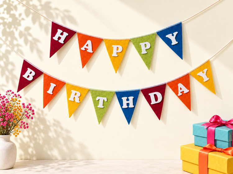 ریسه طرح Happy Birthday رنگی رنگی کد ۱۴۳